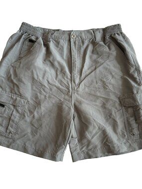 Bimini Bay Outfitters Mens Grey Nylon Cargo Shorts Size 40 Elastic Waist Sports